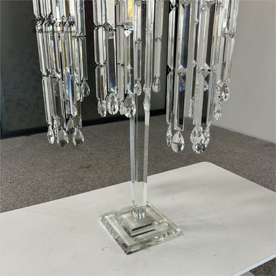 Wholesale Design Crystal Wedding Decoration Centerpiece Clear Candelabra With Hanging Crystal