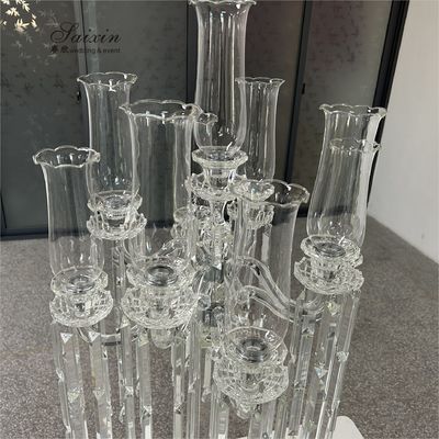 Wholesale Design Crystal Wedding Decoration Centerpiece Clear Candelabra With Hanging Crystal