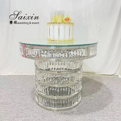 16 14 12 Inch Round Stainless Steel Hanging Crystal Cake Stands Wedding