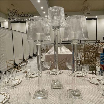 Hot selling chic wedding decoration 3 pcs set clear lamp shade stand candle holder for event centerpiece