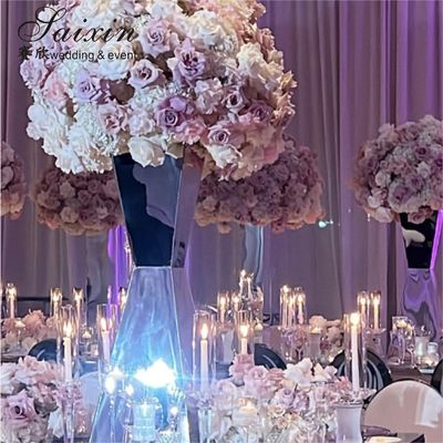 Hot Sale Stainless Steel Wedding Table Decoration Silver Flower Arrangement Stand