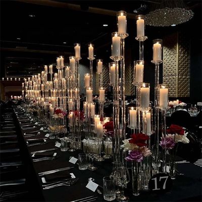 10 Arms Crystal Glass Candelabra Crystal Candle Stand 145CM