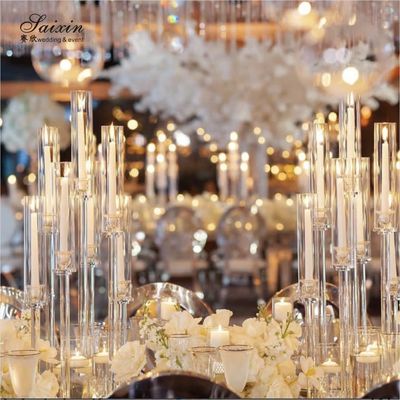 10 Arms Crystal Glass Candelabra Crystal Candle Stand 145CM