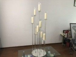 10 Arms Crystal Glass Candelabra Crystal Candle Stand 145CM