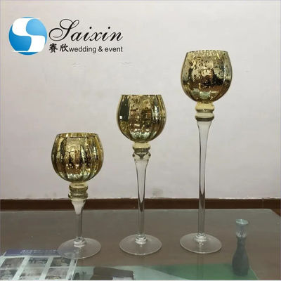 Wedding Part Supplies Glass Candle Holder 3 pcs Set Custom Size Luxury Wedding Decoration Candle Holder