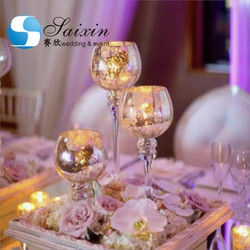 Wedding Part Supplies Glass Candle Holder 3 pcs Set Custom Size Luxury Wedding Decoration Candle Holder