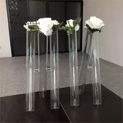 16 Inch 20 Inch Simple Crystal Flower Glass Wedding Cylinder Vases 3 Pcs Set