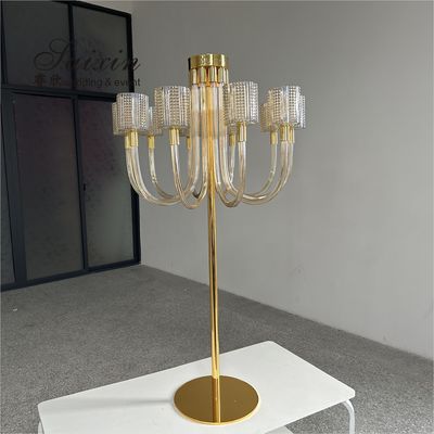 New Designs Crystal Candle Holder Wedding Decor Supplies Gold 10 Arms Candelabra Centerpiece