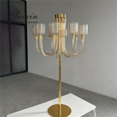 New Designs Crystal Candle Holder Wedding Decor Supplies Gold 10 Arms Candelabra Centerpiece