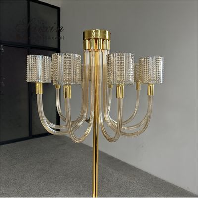 New Designs Crystal Candle Holder Wedding Decor Supplies Gold 10 Arms Candelabra Centerpiece