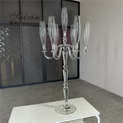 ZT-593B New shiny large 7 arms crystal candelabra for wedding table decoration