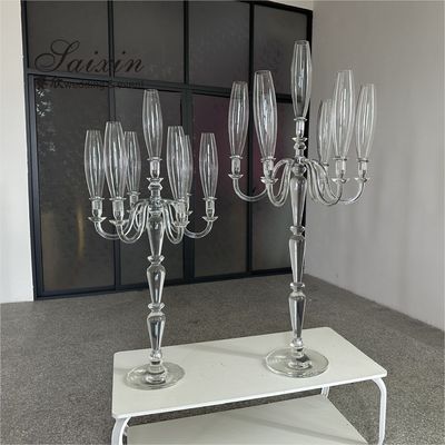 ZT-593B New shiny large 7 arms crystal candelabra for wedding table decoration