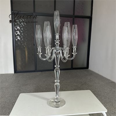 ZT-593B New shiny large 7 arms crystal candelabra for wedding table decoration