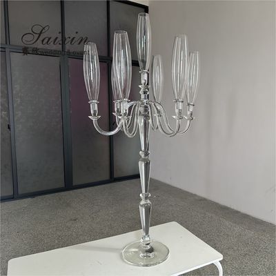 ZT-593B New shiny large 7 arms crystal candelabra for wedding table decoration