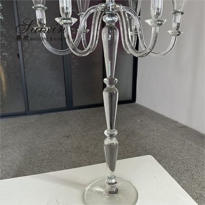 ZT-593B New shiny large 7 arms crystal candelabra for wedding table decoration