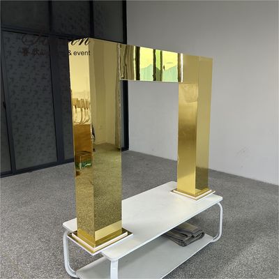 Column Wedding Flower Stand Design Centerpiece Diy Gold Mirror Arch Acrylic