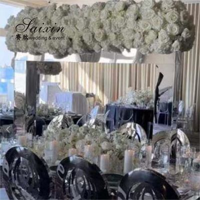 Column Wedding Flower Stand Design Centerpiece Diy Gold Mirror Arch Acrylic