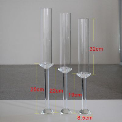 Clear Crystal Taper Wedding Candle Holder Wedding Table Decoration 3pcs Set 29CM