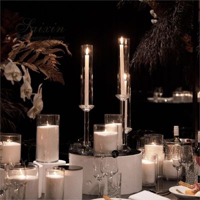 Clear Crystal Taper Wedding Candle Holder Wedding Table Decoration 3pcs Set 29CM