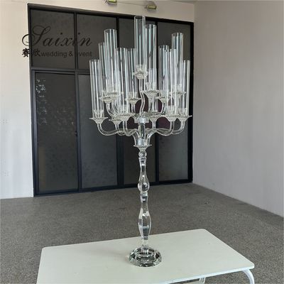 ZT-595 Latest 13 arms clear crystal candelabra centerpieces for wedding decoration