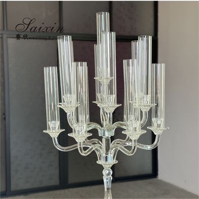 ZT-595 Latest 13 arms clear crystal candelabra centerpieces for wedding decoration