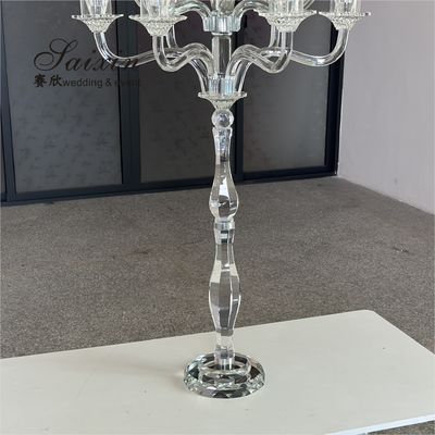 ZT-595 Latest 13 arms clear crystal candelabra centerpieces for wedding decoration