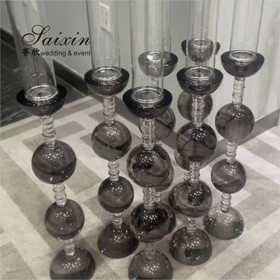 70CM 80CM 90CM Antique Wedding Candle Holder Hurricane Crystal Cylinder Globe Round