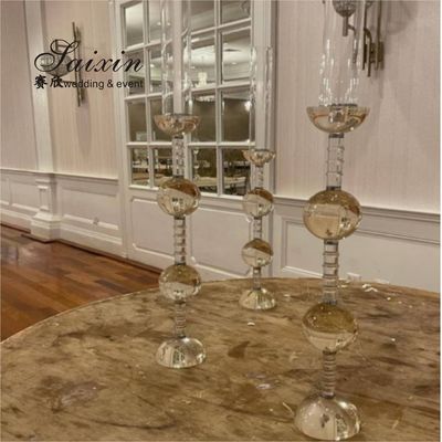 70CM 80CM 90CM Antique Wedding Candle Holder Hurricane Crystal Cylinder Globe Round