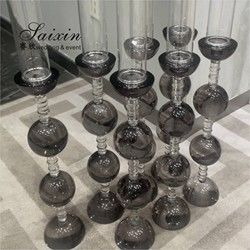 70CM 80CM 90CM Antique Wedding Candle Holder Hurricane Crystal Cylinder Globe Round