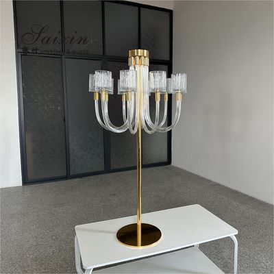 ZT-592 Event Wedding Table Decoration Centerpiece 10 Arms Gold Crystal Candelabra