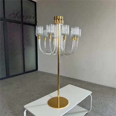 ZT-592 Event Wedding Table Decoration Centerpiece 10 Arms Gold Crystal Candelabra