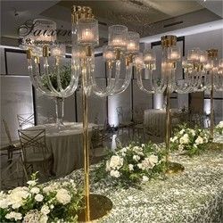 ZT-592 Event Wedding Table Decoration Centerpiece 10 Arms Gold Crystal Candelabra