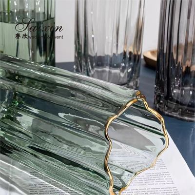 Wholesale Brilliant Gold Rim Glass Vase For Table Home Decoration Creative Wedding Party