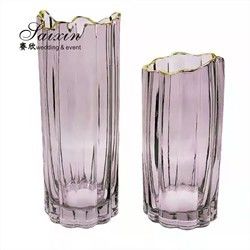 Wholesale Brilliant Gold Rim Glass Vase For Table Home Decoration Creative Wedding Party