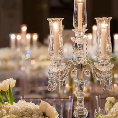 5 Arms tabletop crystal candelabra Small Candelabra Centerpieces