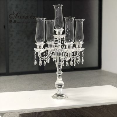 5 Arms tabletop crystal candelabra Small Candelabra Centerpieces