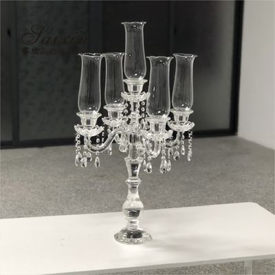 5 Arms tabletop crystal candelabra Small Candelabra Centerpieces