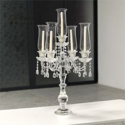 5 Arms tabletop crystal candelabra Small Candelabra Centerpieces