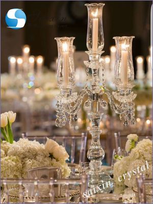5 Arms tabletop crystal candelabra Small Candelabra Centerpieces
