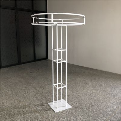 Saixin new custom 1.5m tall large double round white wrought iron flower stands for wedding centerpieces