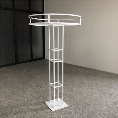 Saixin new custom 1.5m tall large double round white wrought iron flower stands for wedding centerpieces