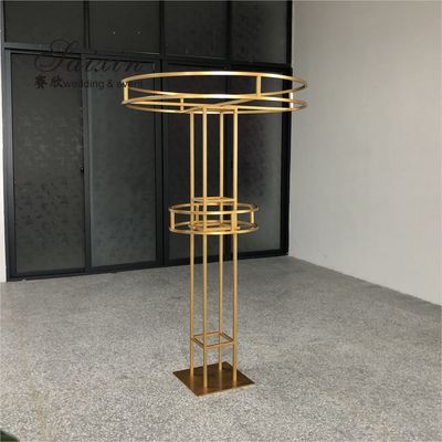Saixin new custom 1.5m tall large double round white wrought iron flower stands for wedding centerpieces