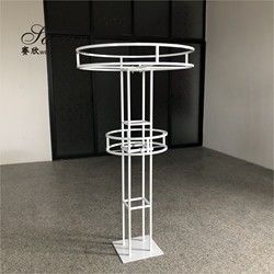 Saixin new custom 1.5m tall large double round white wrought iron flower stands for wedding centerpieces