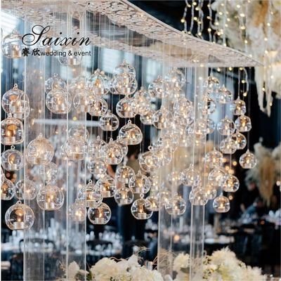 Candelabra Crystal Candle Centerpiece Acrylic Laser Cut Rectangle Pedestal Candle Stands 150cmx240cm
