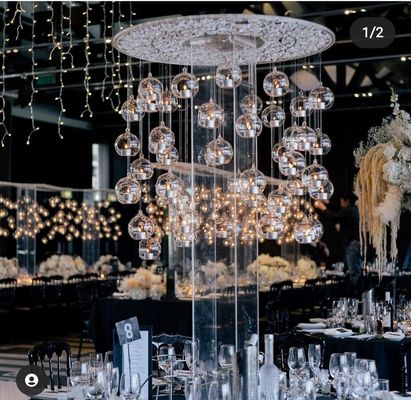 Candelabra Crystal Candle Centerpiece Acrylic Laser Cut Rectangle Pedestal Candle Stands 150cmx240cm