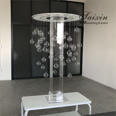 Candelabra Crystal Candle Centerpiece Acrylic Laser Cut Rectangle Pedestal Candle Stands 150cmx240cm