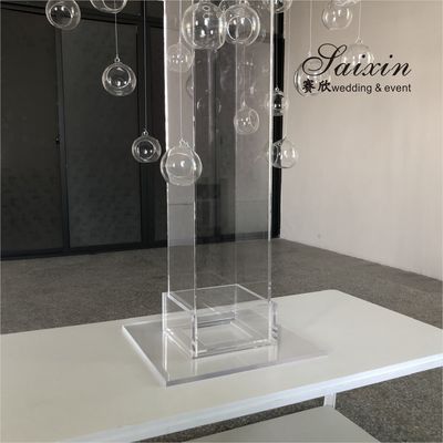 Candelabra Crystal Candle Centerpiece Acrylic Laser Cut Rectangle Pedestal Candle Stands 150cmx240cm