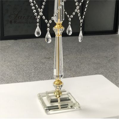 5 Arm 9 Arms Gold Metal And Crystal Candelabra Wedding Centerpieces 130CM