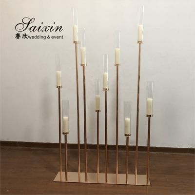 10 Arms Plated Gold Candelabra Candle Holder Standing Chandelier 1m Base 180cm