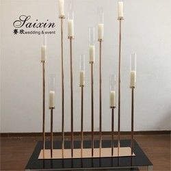 10 Arms Plated Gold Candelabra Candle Holder Standing Chandelier 1m Base 180cm